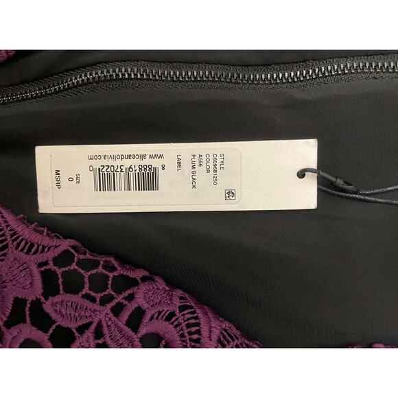 Alice + Olivia Plum Purple Lace V-Neck Sleeveless Sheath Dress 0 New With Tags - Picture 8 of 14